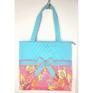 Belvah New Pink Blue Floral Diaper Bag w Changing Pad & Small Wipe Bag Baby Gift